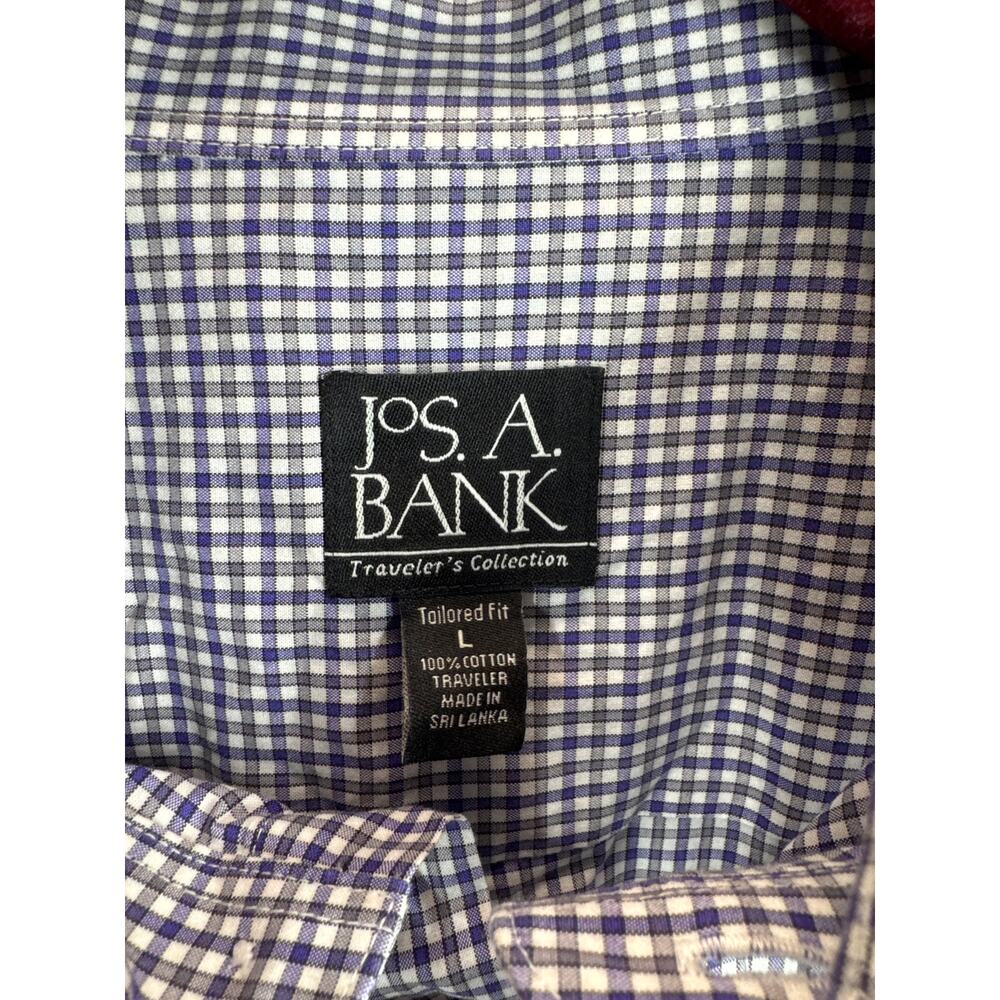 Jos A Banks Travelers Collection Mens Cotton Purple Check Dress Shirt Size Large - Picture 4 of 5